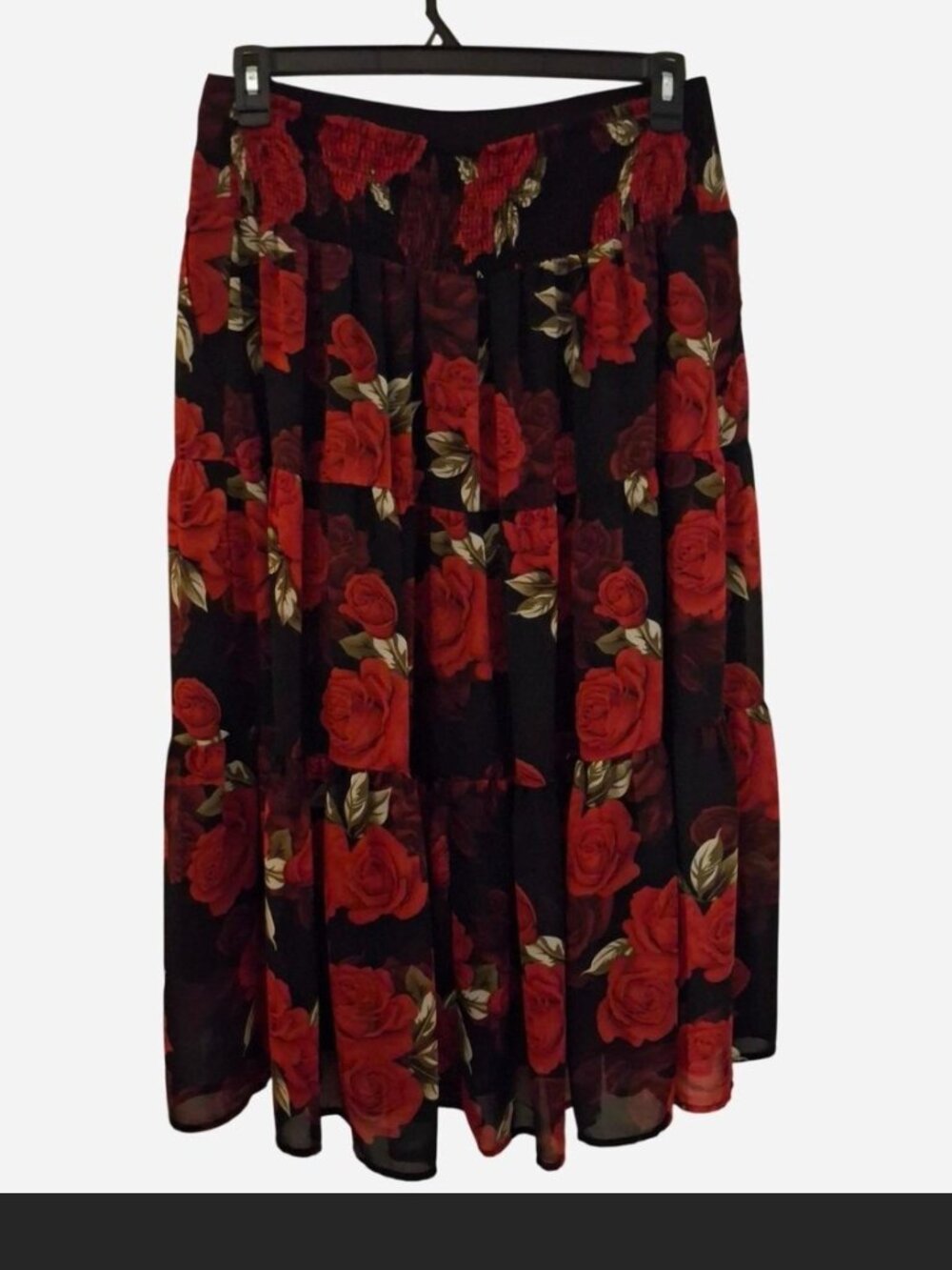 Bloomchic Women's Red Black Floral Skirt